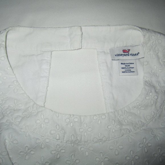 VINEYARD VINES White Eyelet Sleeveless Lined Dress - Picture 8 of 8